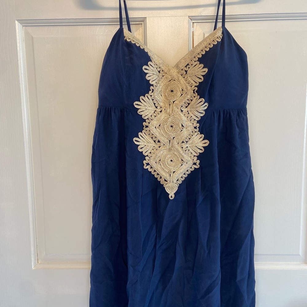 Lilly Pulitzer Navy and Gold Dress
